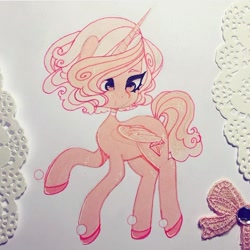 Size: 720x719 | Tagged: safe, artist:dollbunnie, alicorn, pony, clothes, crossover, diamond, eyebrows, eyelashes, female, gem, mare, pink diamond, pink diamond (steven universe), ponified, shoes, solo, spoilers for another series, steven universe