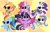 Size: 2048x1297 | Tagged: safe, artist:kittyrosie, applejack, fluttershy, pinkie pie, rainbow dash, rarity, twilight sparkle, alicorn, earth pony, pegasus, pony, unicorn, g4, my little pony: friendship is magic, twilight's kingdom, cute, dashabetes, diapinkes, female, jackabetes, looking at you, mane six, mare, open mouth, rainbow power, raribetes, shyabetes, smiling, spread wings, starry eyes, twiabetes, twilight sparkle (alicorn), wingding eyes, wings