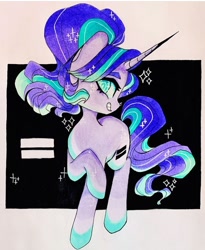 Size: 720x880 | Tagged: safe, artist:dollbunnie, starlight glimmer, pony, unicorn, g4, equality, evil starlight, eyebrows, eyelashes, female, marker drawing, smiling, solo, this will end in communism, traditional art