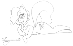 Size: 1283x807 | Tagged: safe, artist:timmy_22222001, mayor mare, earth pony, pony, g4, draw me like one of your french girls, female, glasses, hair over one eye, hoof on cheek, mare, monochrome, pencil drawing, sketch, solo, traditional art