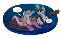 Size: 1280x788 | Tagged: safe, artist:cosmalumi, oc, oc only, merpony, pony, sea pony, unicorn, boat, female, male, stallion, straight