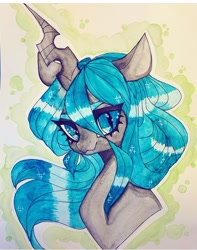 Size: 720x913 | Tagged: safe, artist:dollbunnie, queen chrysalis, changeling, changeling queen, g4, cute, cutealis, eyebrows, eyelashes, female, instagram, solo, traditional art, watercolor painting