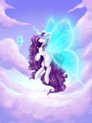 Size: 1024x1366 | Tagged: safe, artist:montystyle, oc, oc only, oc:magical brownie, butterfly, pony, butterfly wings, cloud, sky, solo, wings