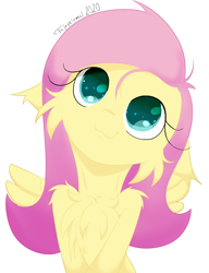 Size: 1000x1300 | Tagged: safe, artist:fajnyziomal, fluttershy, pegasus, pony, g4, cheek fluff, chest fluff, cute, floppy ears, shyabetes, simple background, white background