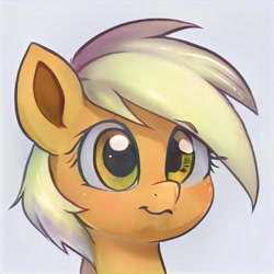 Size: 1024x1024 | Tagged: safe, ai assisted, ai content, edit, editor:diego96, generator:thisponydoesnotexist, oc, oc only, earth pony, pony, :s, female, filly, not applejack, simple background, solo, wavy mouth