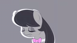 Size: 1280x720 | Tagged: safe, artist:another_pony, octavia melody, earth pony, pony, g4, animated, bedroom eyes, eyes closed, female, gray background, hair flip, looking at you, mare, no sound, simple background, smiling, solo, turned head, webm, white outline