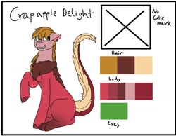 Size: 1280x992 | Tagged: safe, artist:imaginationstudios43, oc, oc only, oc:crab apple, draconequus, hybrid, pony, interspecies offspring, magical gay spawn, offspring, parent:big macintosh, parent:discord, parents:discomac, reference sheet, solo