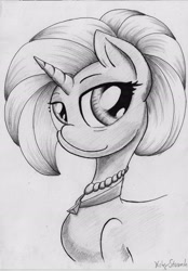 Size: 2115x3034 | Tagged: safe, artist:itchystomach, stellar flare, pony, unicorn, g4, grayscale, high res, monochrome, pencil drawing, shading, traditional art