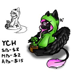 Size: 395x391 | Tagged: safe, artist:dark_nidus, oc, oc:anarchy, pegasus, pony, advertisement, commission, creeper, your character here