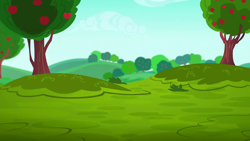 Size: 1280x720 | Tagged: safe, screencap, g4, season 6, the cart before the ponies, apple, apple tree, background, no pony, scenic ponyville, sweet apple acres, tree