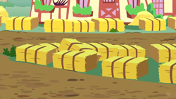 Size: 1280x720 | Tagged: safe, screencap, g4, the cart before the ponies, background, hay bale, no pony, ponyville, scenic ponyville