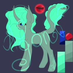 Size: 1000x1000 | Tagged: safe, artist:nel_liddell, oc, oc only, pony, unicorn, curved horn, horn, leonine tail, reference sheet, signature, solo, unicorn oc, watermark