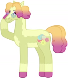 Size: 1242x1417 | Tagged: safe, artist:kindheart525, oc, oc only, oc:sour peach, earth pony, pony, auraverse, glasses, offspring, parent:cheese sandwich, parent:rainbow dash, parents:cheesedash, solo