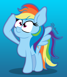 Size: 1400x1607 | Tagged: safe, artist:puperhamster, rainbow dash, pegasus, pony, g4, female, salute, simple background, solo