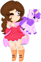 Size: 279x415 | Tagged: safe, alternate version, artist:ramufuu, oc, oc only, human, pony, unicorn, :p, clothes, duo, eyelashes, one eye closed, pixel art, simple background, smiling, tongue out, transparent background, wink