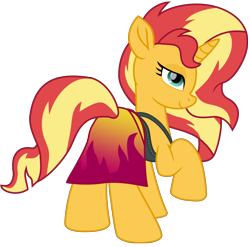 Size: 10487x10343 | Tagged: safe, artist:ejlightning007arts, sunset shimmer, pony, unicorn, equestria girls, equestria girls series, forgotten friendship, g4, bikini, bunset shimmer, butt, clothes, equestria girls outfit, female, looking at you, mare, plot, raised hoof, sarong, simple background, solo, swimsuit, transparent background, vector