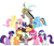 Size: 1000x856 | Tagged: safe, applejack, discord, fluttershy, pinkie pie, rainbow dash, rarity, spike, twilight sparkle, draconequus, dragon, earth pony, pegasus, pony, unicorn, g4, friends, simple background, unicorn twilight, white background