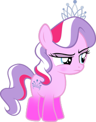 Size: 795x1005 | Tagged: safe, artist:amar-lyra, diamond tiara, earth pony, pony, g4, alternate hairstyle, blushing, disappointed, female, filly, rainbow power, rainbow power-ified, simple background, solo, transparent background, vector