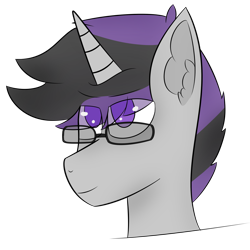 Size: 1500x1500 | Tagged: safe, artist:inky scroll, oc, oc:inky scroll, pony, unicorn, bust, glasses, simple background, smiling, transparent background