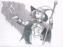 Size: 1000x742 | Tagged: safe, artist:adeptus-monitus, trixie, human, g4, clothes, female, hat, humanized, magic, officer, solo, traditional art, uniform, wizard, wizard hat