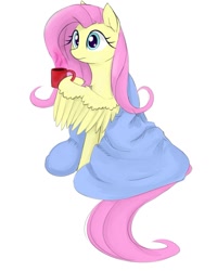 Size: 1049x1311 | Tagged: safe, artist:some_ponu, fluttershy, pegasus, pony, g4, female, mug, simple background, solo, white background, wing hands, wings