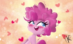 Size: 800x480 | Tagged: safe, artist:katrin, pinkie pie, earth pony, pony, g4.5, my little pony: pony life, cute, diapinkes, female, heart, heart eyes, mare, signature, smiling, solo, wingding eyes