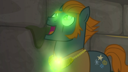 Size: 1920x1080 | Tagged: safe, screencap, rogue (g4), earth pony, pony, daring doubt, g4, glowing, glowing eyes, male, solo, stallion, truth talisman