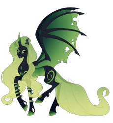 Size: 3224x3508 | Tagged: safe, artist:e-boi, oc, oc only, oc:selene, changeling, changeling queen, pony, changeling queen oc, female, green changeling, high res, raised hoof, simple background, solo, transparent background