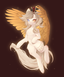 Size: 1750x2100 | Tagged: safe, artist:dustyonyx, oc, oc only, oc:hikaru, pegasus, pony, colored wings, female, heterochromia, mare, palindrome get, solo, wings
