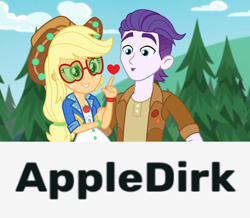 Size: 1272x1108 | Tagged: safe, edit, edited screencap, screencap, applejack, dirk thistleweed, accountibilibuddies, equestria girls, g4, my little pony equestria girls: better together, appledirk, female, male, shipping, straight, text