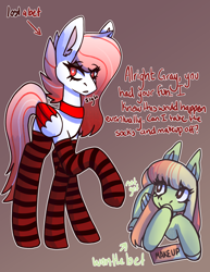 Size: 2550x3300 | Tagged: safe, artist:raya, oc, oc only, oc:deepest apologies, oc:gray lily, clothes, high res, rayaexperimental, socks, striped socks, thigh highs