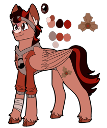 Size: 1246x1486 | Tagged: safe, artist:medicalmysteries, pegasus, pony, alyx vance, bandage, clothes, female, half-life, half-life 2, mare, ponified, reference sheet, simple background, smiling, solo, transparent background, unshorn fetlocks