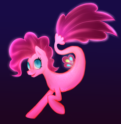 Size: 1428x1460 | Tagged: safe, artist:dragonae, pinkie pie, earth pony, pony, seapony (g4), g4, my little pony: the movie, cute, diapinkes, digital art, dorsal fin, female, fin, fish tail, flowing mane, flowing tail, looking at you, mare, ocean, open mouth, open smile, scales, seaponified, seapony pinkie pie, seaquestria, signature, smiling, smiling at you, solo, species swap, swimming, tail, that pony sure does love being a seapony, underwater, water
