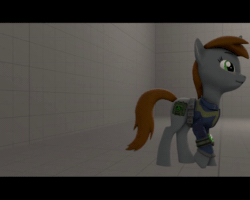 Size: 720x576 | Tagged: safe, artist:steamyart, oc, oc:littlepip, fallout equestria, 3d, animated, ear flick, letterboxing, no sound, pipbuck, source filmmaker, stage.bsp, walk cycle, walking, webm