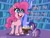 Size: 2160x1620 | Tagged: safe, artist:nekosnicker, pinkie pie, twilight sparkle, alicorn, earth pony, pony, g4, g4.5, my little pony: pony life, my little pony: stop motion short, potion party, female, giant pinkie pie, giant pony, giant/macro earth pony, library, macro, mare, potion, signature, twilight sparkle (alicorn), twilight's castle, twilight's castle library, unshorn fetlocks