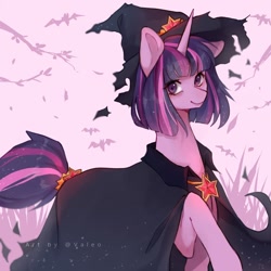 Size: 900x900 | Tagged: safe, artist:xvaleox, twilight sparkle, pony, g4, alternate hairstyle, female, halloween, hat, holiday, solo, witch costume, witch hat