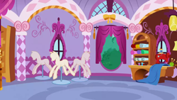 Size: 1280x720 | Tagged: safe, screencap, g4, sisterhooves social, background, carousel boutique, liminal space, no pony, rarity's bedroom, scenic ponyville