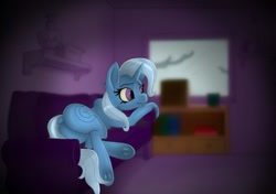 Size: 1280x901 | Tagged: safe, artist:caidenbabbitt, trixie, g4, butt, couch, plot, the great and powerful ass, underhoof