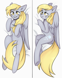 Size: 2000x2500 | Tagged: safe, artist:brrrevia, derpy hooves, pegasus, pony, semi-anthro, g4, adorasexy, alternate hairstyle, anatomically incorrect, arm hooves, body pillow, body pillow design, butt, cute, derpabetes, female, grin, high res, incorrect leg anatomy, key, lock, looking at you, mare, plot, raised hoof, sexy, smiling, solo, underhoof