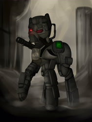 Size: 4000x5307 | Tagged: safe, artist:amywhooves, oc, oc only, pony, absurd resolution, armor, crossover, fallout, metal, solo, video game crossover