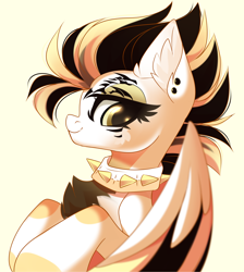 Size: 2880x3209 | Tagged: safe, artist:airiniblock, oc, oc only, pegasus, pony, rcf community, collar, commission, cute, ear piercing, high res, pegasus oc, piercing, solo, spiked collar, wings