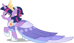 Size: 10000x5883 | Tagged: safe, artist:fruft, twilight sparkle, alicorn, pony, g4, the last problem, .svg available, absurd resolution, big crown thingy 3.0, clothes, coronation dress, dress, female, gown, inkscape, mare, second coronation dress, simple background, solo, transparent background, twilight sparkle (alicorn), vector
