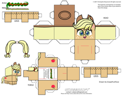 Size: 2979x2354 | Tagged: safe, artist:grapefruitface1, applejack, earth pony, pony, g4.5, my little pony: pony life, clothes, craft, cubeecraft, female, high res, papercraft, printable, template
