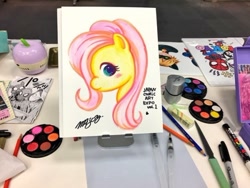 Size: 540x405 | Tagged: safe, artist:majoy_tokyo, fluttershy, pony, g4, 2018, female, japan comic art expo, solo, traditional art