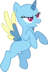 Size: 980x1466 | Tagged: safe, artist:pegasski, oc, oc only, alicorn, pony, g4, the ticket master, alicorn oc, bald, base, eyelashes, female, grin, horn, mare, rearing, simple background, smiling, solo, transparent background, two toned wings, wings