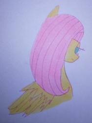 Size: 1536x2048 | Tagged: safe, artist:mii-chan, fluttershy, g4, hair over one eye, meta, traditional art