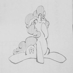 Size: 746x746 | Tagged: safe, artist:hatachibanana, pinkie pie, earth pony, pony, g4, female, pencil drawing, sketch, solo, traditional art