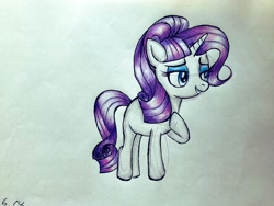 Size: 2048x1536 | Tagged: safe, artist:kanashiona, rarity, pony, g4, alternate hairstyle, colored pencil drawing, female, makeup, missing cutie mark, solo, traditional art