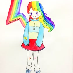 Size: 2048x2048 | Tagged: safe, artist:egoistic_sayoko, rainbow dash, human, g4, fashion, high res, humanized