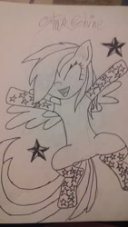 Size: 3264x1836 | Tagged: safe, artist:captain_lucky_day, oc, oc:star shine, pegasus, pony, clothes, requested art, socks, traditional art
